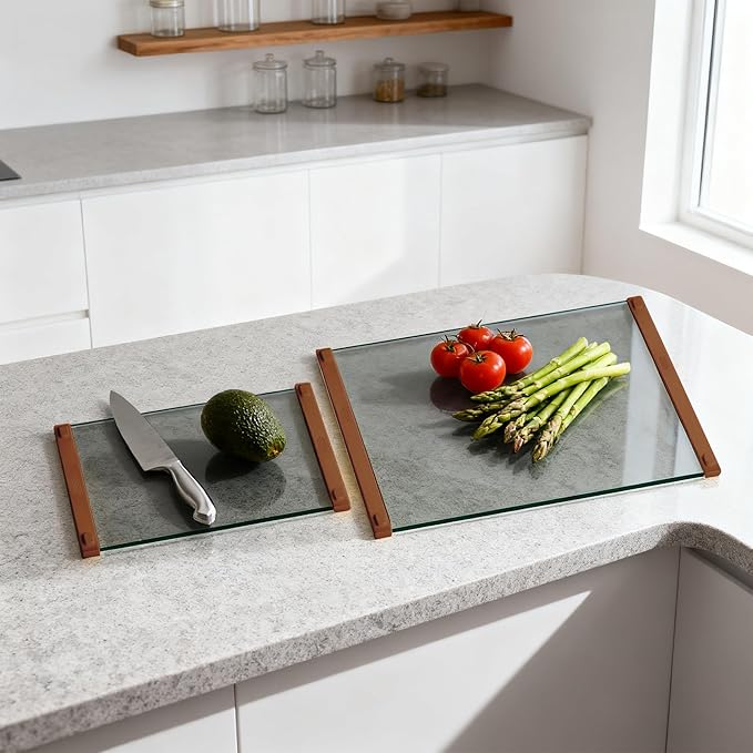 Glass Cutting Boards for Kitchen, European Grey Glass Paired by TemperedGlassManufacturer