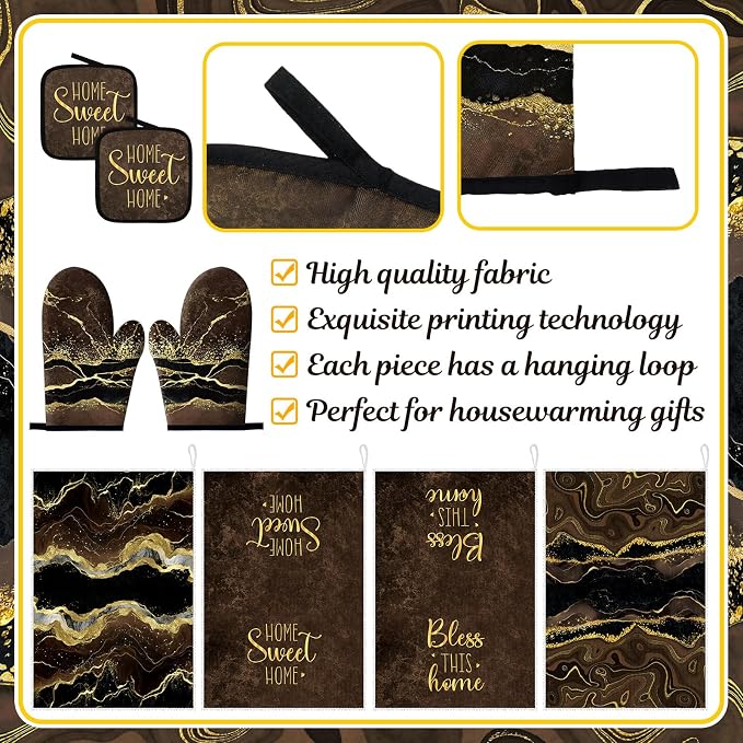 Leinuosen 8 Pcs Kitchen Towels and Dishcloths Sets Oven Mitts and Pot Holders - Image 5