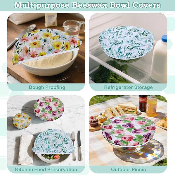 5-Size Reusable Beeswax Bowl Covers - Image 5
