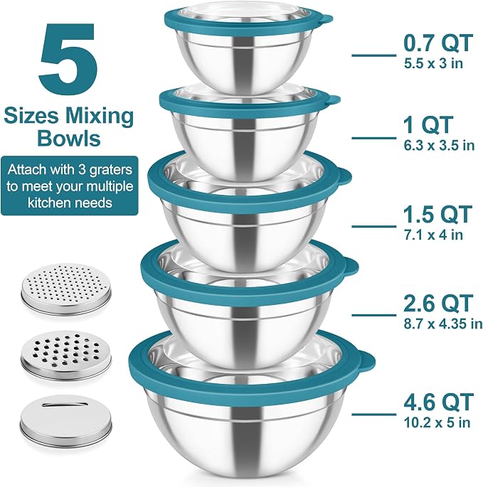 TeamFar Mixing Bowls, Stainless Steel Salad Serving Bowl - Image 2