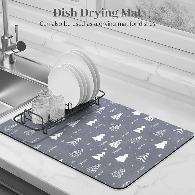 Bloss Christmas Dish Drying Mat, Fit Under Coffee Maker Machine/Kitchen Counter - Image 3