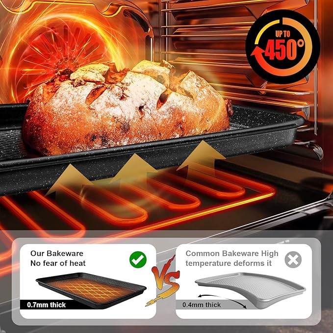 Wildone Baking Sheet Pan Set, Honeycomb Embossed Nonstick Baking Sheet 15x10 In - Image 5