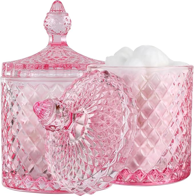 rejomiik 2 Pack Qtip Holder Glass Apothecary Jars by rejomiik