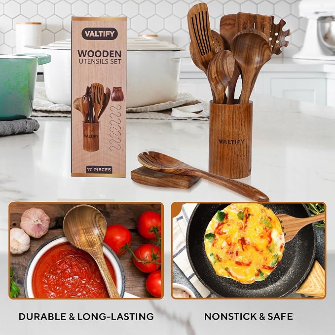 Kitchen Utensil Set | 17-Piece Wooden Cooking Utensils - Image 5
