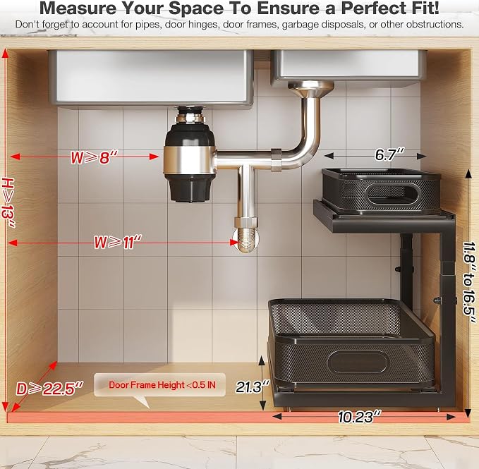 2-Pack 21.3 IN Depth Under Sink Organizer - Image 2