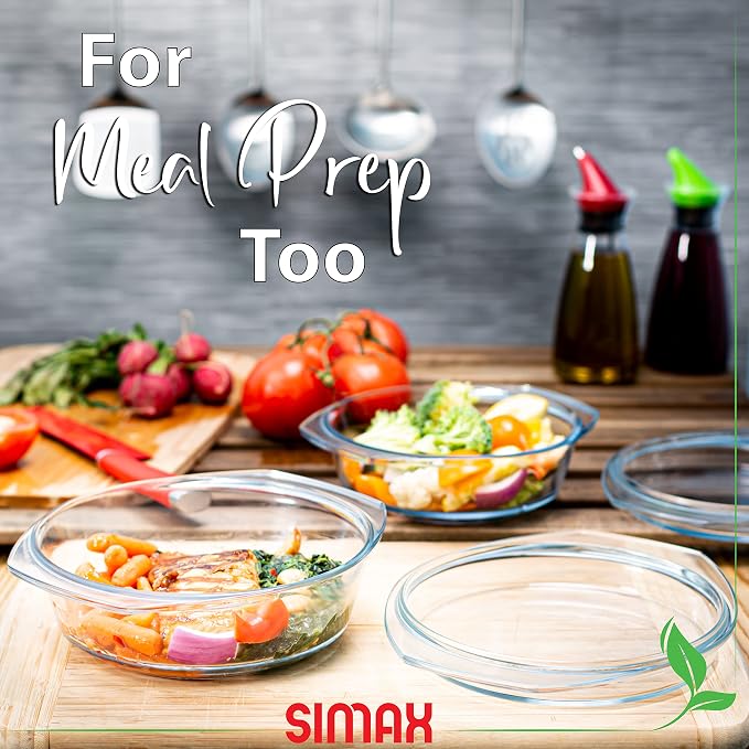 Simax Casserole Dish Set, Round Glass Cookware, Borosilicate Glass, Made In - Image 4