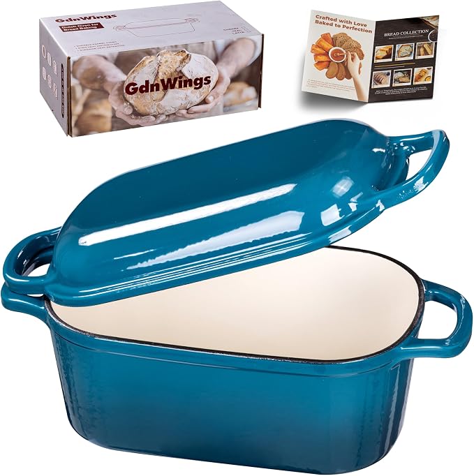 4.6 Quart Dutch Oven for Sourdough Bread Baking, Combo Oval Enameled Cast Iron by GdWings