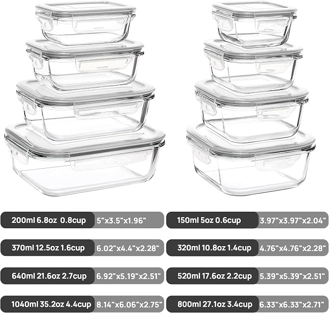 Vtopmart 8 Pack Glass Food Storage Containers - Image 2