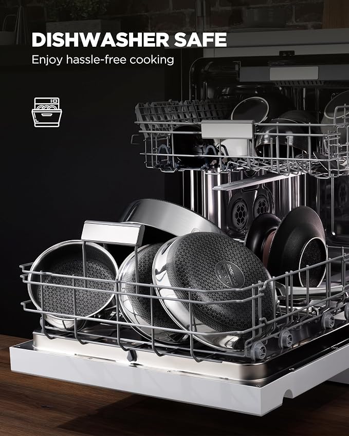 Non Stick Frying Pans with 2 Lids, 8+10+12 inch, Hybrid Frying Pans Set Nonstick - Image 5