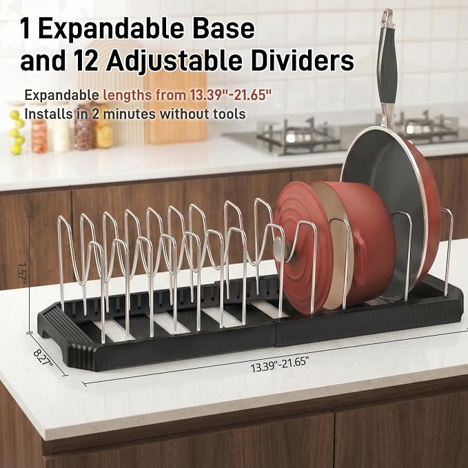 Pots and Pans Organizer for under Cabinet, Pan Pot Organizers inside Cabinet - Image 3