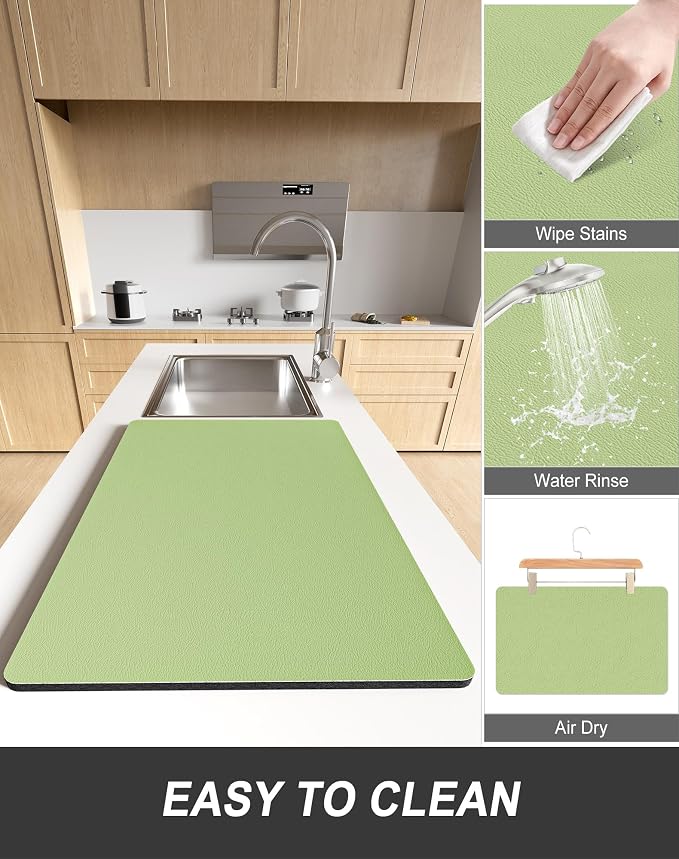 Rnivvi Dish Drying Mat for Kitchen Counter, 12 x 19" Super Absorbent Drainer - Image 6
