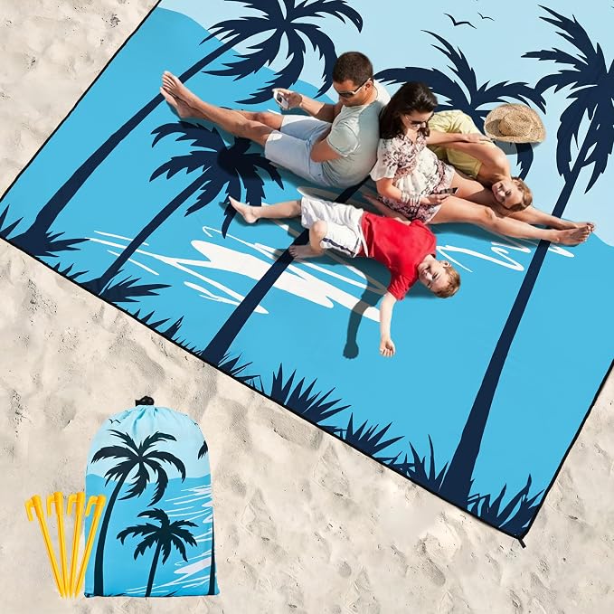 HIHOHO Beach Blanket Waterproof Sandproof Extra Large Beach Mat 79" X - Image 6