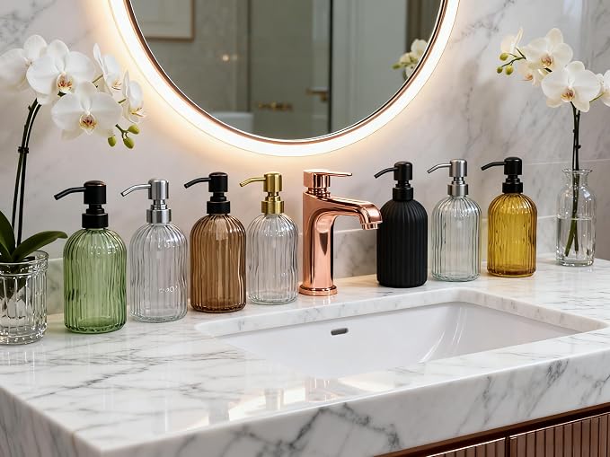 16Oz Green Glass Soap Dispenser - Image 6