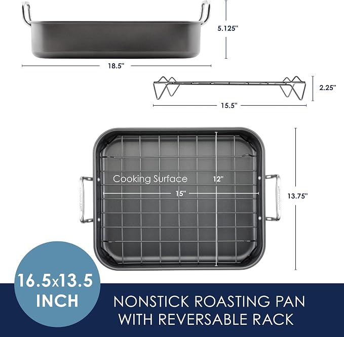Rachael Ray Bakeware Nonstick Roaster/Roasting Pan - Image 6