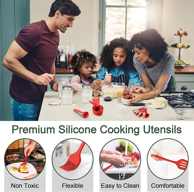 E-far Silicone Cooking Utensils Set, 25 Piece Kitchen Utensils - Image 5