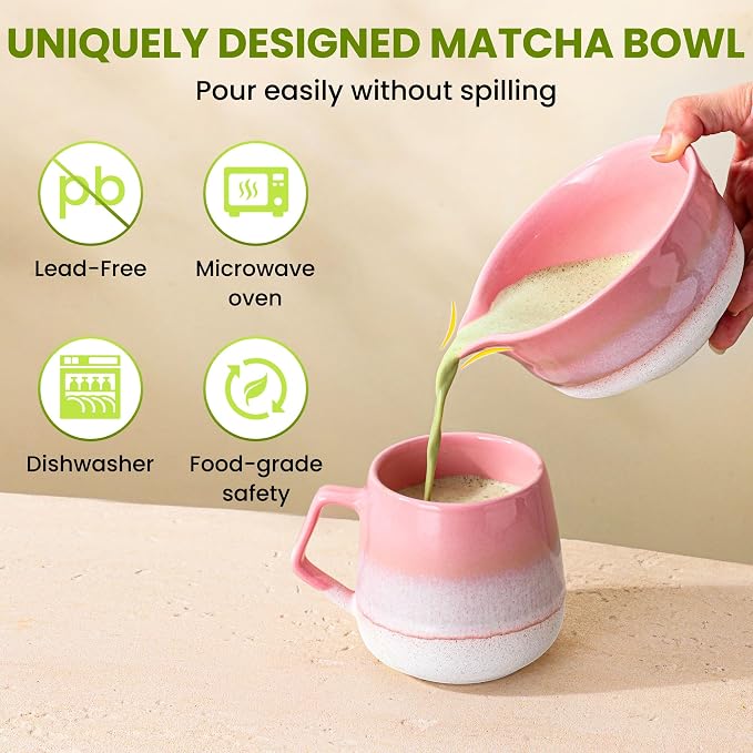 Matcha Whisk Set, Ceramic Matcha Kit Desert Style, Matcha Whisk and Bowl - Image 2