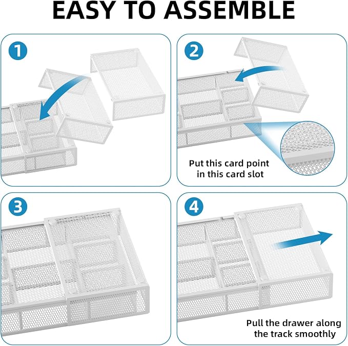 Marbrasse Expandable Desk Drawer Organizer, Mesh Drawer Organizer Tray - Image 7