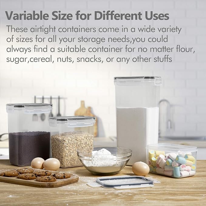 CHEFSTORY Airtight Food Storage Containers Set, Sugar and Cereal, Plastic Dry - Image 5