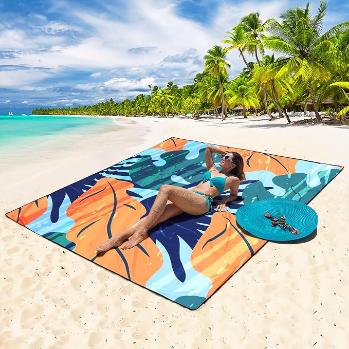 HIHOHO Beach Blanket Waterproof Sandproof Extra Large Beach Mat 79" X - Image 4