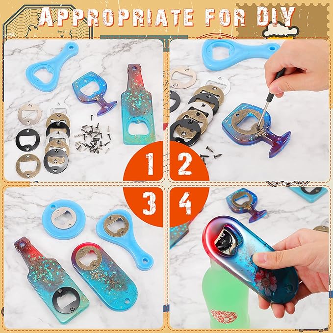15 Sets Bottle Opener Inserts Kit Stainless Steel Round Bottle Openers Metal - Image 3