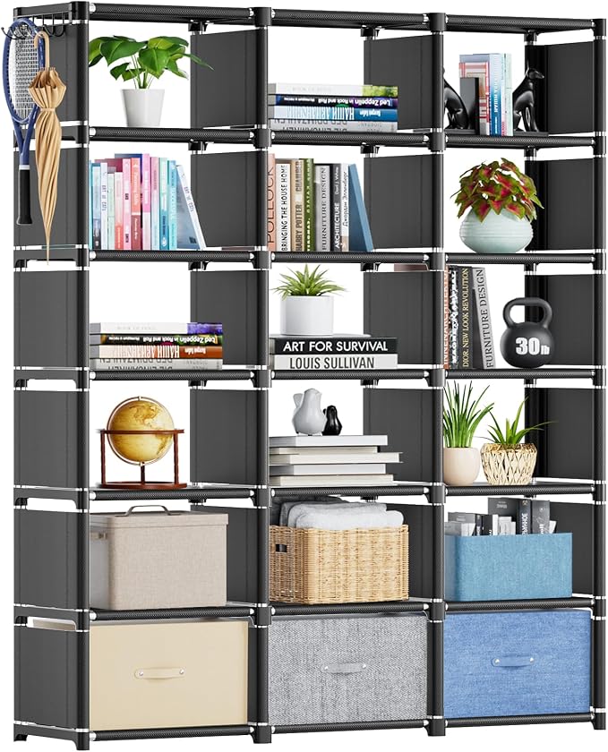 Mavivegue Book Shelf, 18 Cube Storage Organizer, DIY Bookcase, Metal Cube by Mavivegue