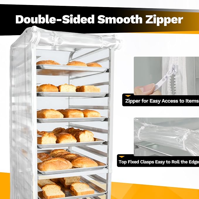 BIEAMA Bun Rack Cover – 10 Tier Half Size Commercial Bakers Racks Speed Pan - Image 3