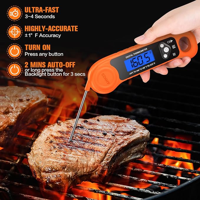 AMMZO Digital Meat Thermometer for Grilling, Candy Thermometer Instant Read - Image 2