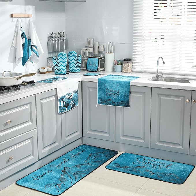Fourluoo 10 Pcs Landscape Kitchen Dish Towels Rugs Oven Mitts and Pot Holders - Image 7