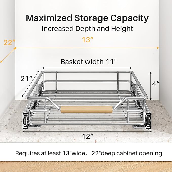 Pull out Cabinet Organizer, Heavy Duty Smooth Sliding Under Cabinet Shelves - Image 3