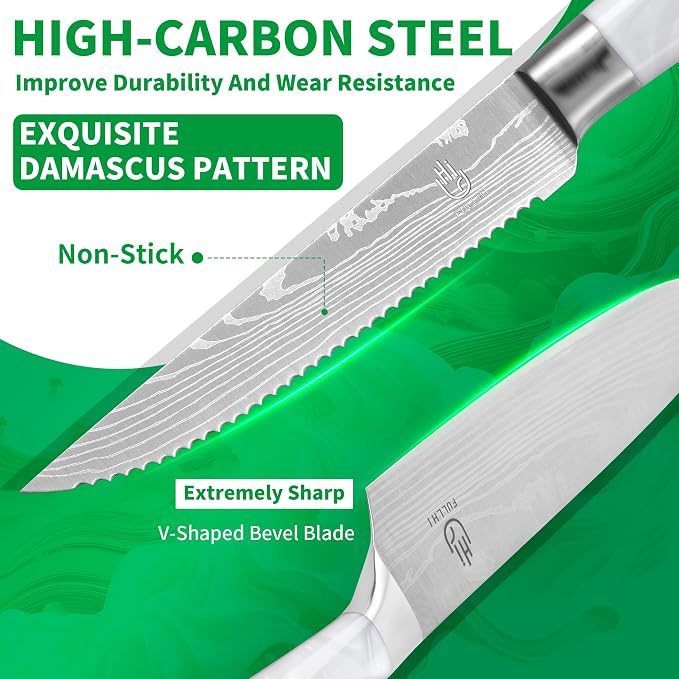 FULLHI 14pcs Block Knife Set, Chef's Knife Steak Knives Set - Image 3