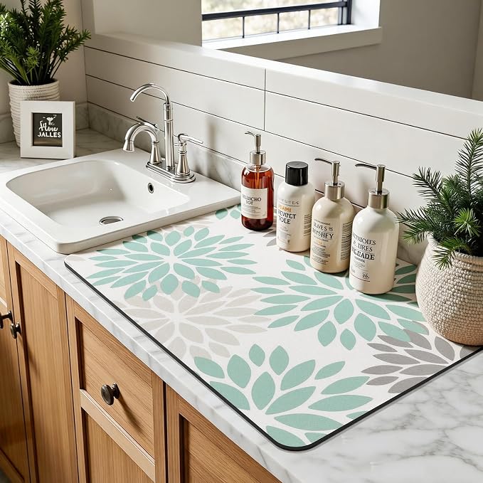 Findosom Floral Dish Drying Mat, Cuttable Drying Mat - Image 5