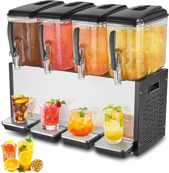 VEVOR Commercial Beverage Dispenser, 4 Tanks 12 L / 12.7 QT Per Tank Juice by VEVOR