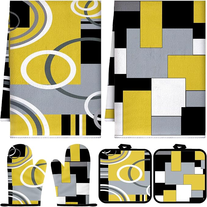 Jingmore 6 Pcs Kitchen Decor Set Accessory Farmhouse Kitchen Towels Pot Holders by Jingmore