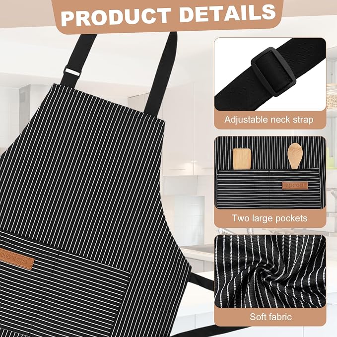 2 Pack Stripes Kids Apron, Kids Cooking Aprons - Image 3