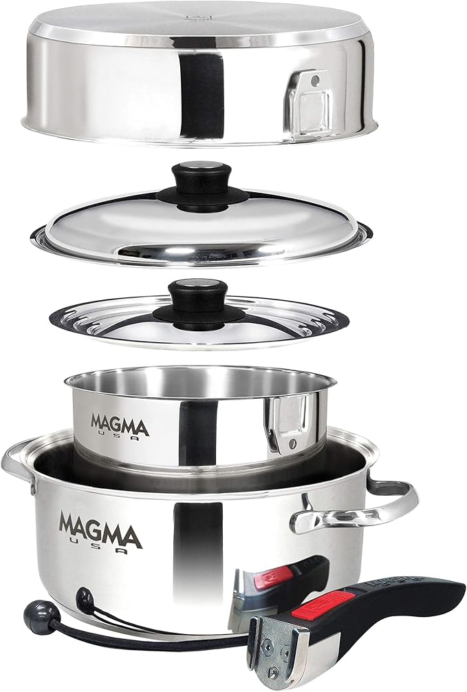 Magma 7 Piece Gourmet Nesting Stainless Steel Cookware Set - Image 2