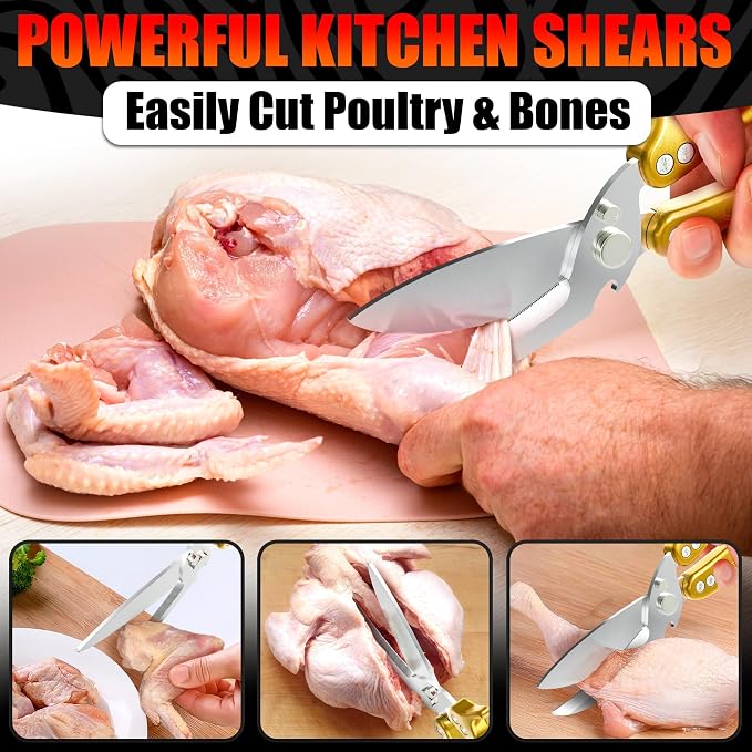 Heavy Duty Poultry Shears – Kitchen Shears Dishwasher Safe, Spring-Loaded - Image 5