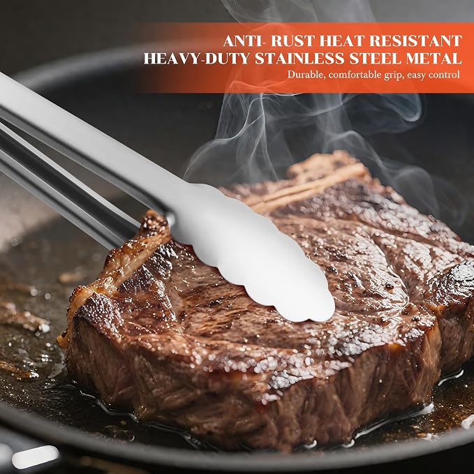 Grill Tongs - 12 Inch & 17 Inch Extra Long BBQ Tongs, Heat Resistant Stainless - Image 2