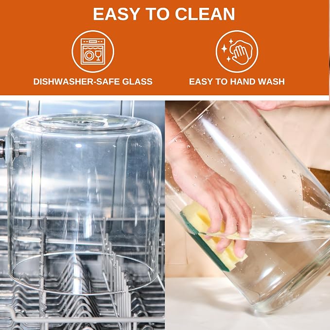 Glass Beverage Dispenser with Bamboo Stand 6.7 In and Lid, Iced 1.5 Gallon - Image 4