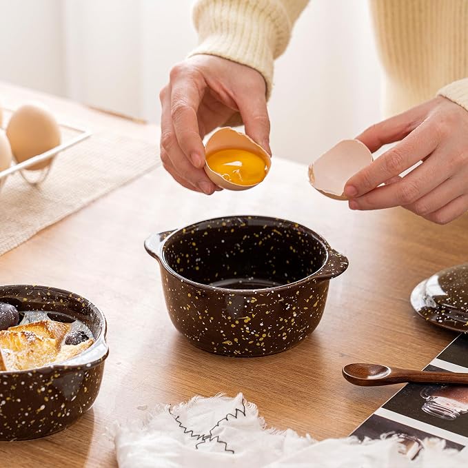 10 Oz Ceramic Mini Cocotte Set 4-Pack, Oven Safe Stoneware Casserole Dishes - Image 5