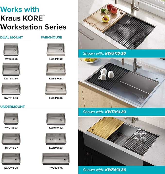 Kraus Multipurpose Workstation Sink Roll-Up Dish Drying Rack, Colander and - Image 12