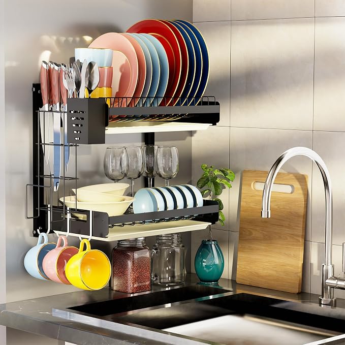 Hanging Wall Mounted Dish Drying Rack by Besamery