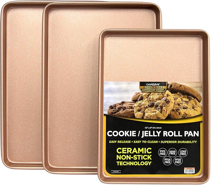 casaWare 3pc Ultimate Commercial Weight Cookie Sheet Set, Two 15 x 10-Inch Pans by casaWare