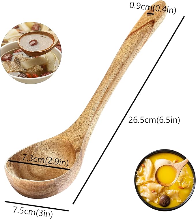 Ladle, Kaloo Teak Acacia Wooden Soup Ladle Spoons - Image 2