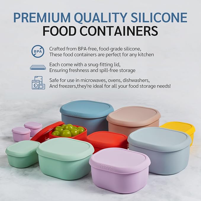 ISSEVE 12Pcs/Set Nesting Silicone Food Storage Containers - Image 9