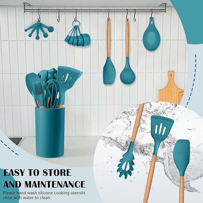 HaWare Kitchen Cooking Utensils Set, 23-Piece Silicone Kitchen Utensils Spatula - Image 7