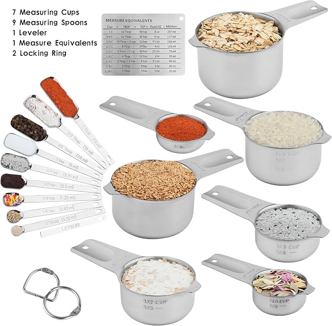 Measuring Cups and Spoons Set, Stainless Steel Measuring Cups Set, Dry 7 - Image 2