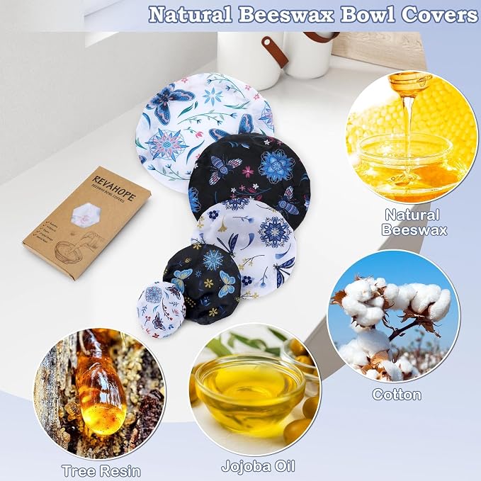 5-Size Reusable Beeswax Bowl Covers - Image 3