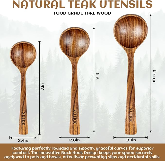 Wooden Ladle for Soup, Wooden Soup Ladle for Cooking, Serving and Stirring | - Image 2