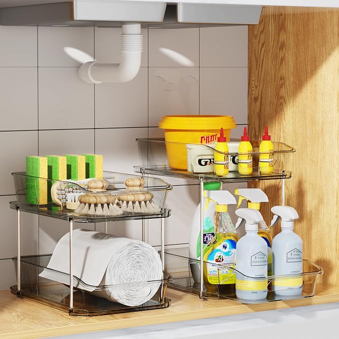 Delamu 2-Tier Under Sink Organizers and Storage, Pull Out Kitchen Pantry - Image 7