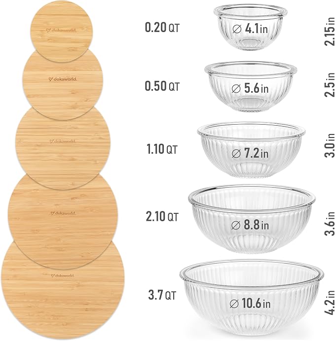 Stackable Space-Saving Set of 5 Nesting Glass Bowls - Image 2